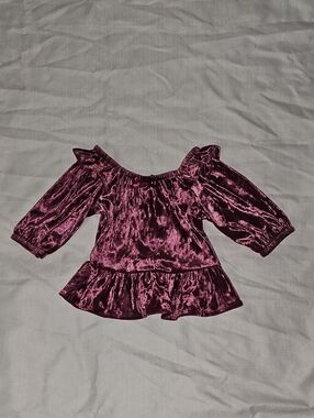 Old Navy Ruffled Velvet Peplum Top for Toddler Girls 18-24 Months New